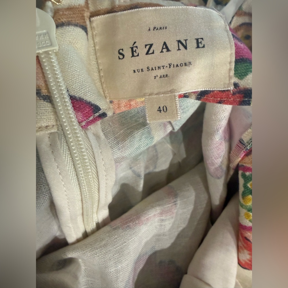 Sezane Womens Allya Mini Dress Aria Print Size 40 US 8 Floral Puff Sleeve - Picture 8 of 15